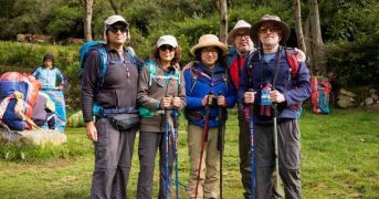 Hikers on lares trek first day 